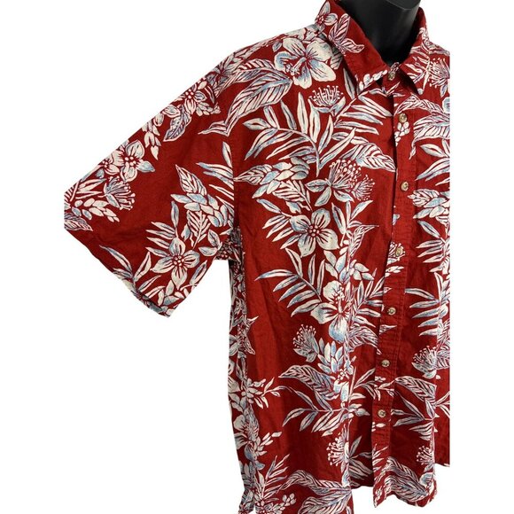 Cooke Street Hawaiian Floral Short Sleeve XL Extra Large Red Floral Aloha EUC - Picture 4 of 8